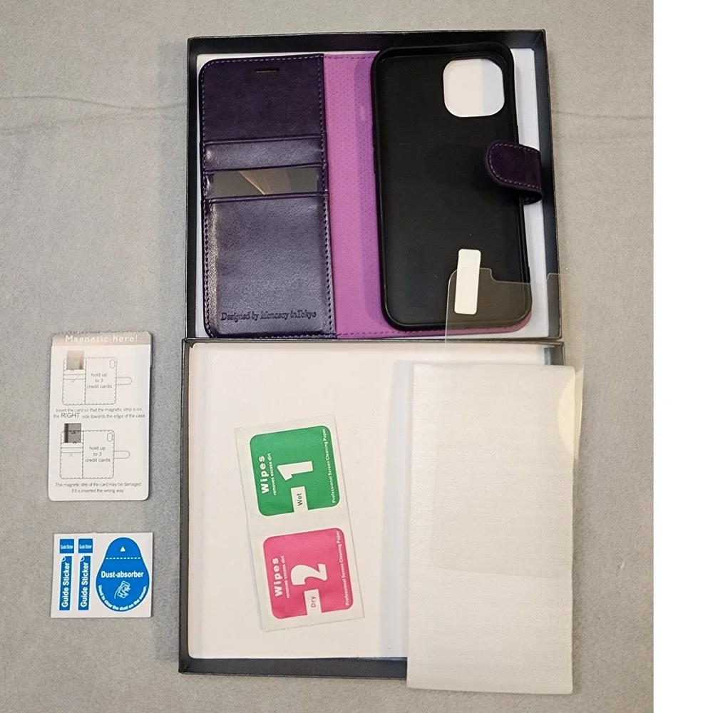 Monasay Wallet Case iPhone 14 6.1 Purple New RFID Blocking Folio Flip Cover